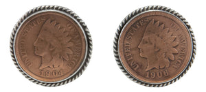 Navajo Native American Indian Head Penny Cuff Links by Willeto SKU231613