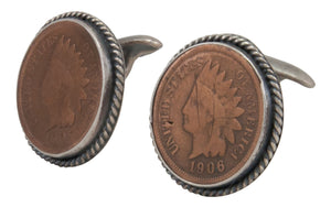 Navajo Native American Indian Head Penny Cuff Links by Willeto SKU231616