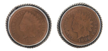 Load image into Gallery viewer, Navajo Native American Indian Head Penny Cuff Links by Willeto SKU231616