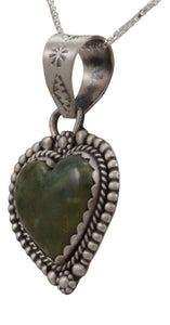 Navajo Native American Ricolite Heart Pendant Necklace by Martha Willeto SKU231655