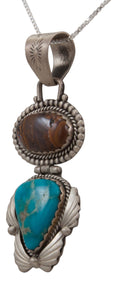 Navajo Native American Koroit Opal and Blue Gem Turquoise Pendant Necklace by Willeto SKU231666