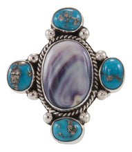 Load image into Gallery viewer, Navajo Native American Turquoise and Shell Ring Size 9 1/2 by Willeto SKU231676