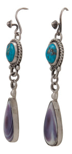 Navajo Native American Sleeping Beauty Turquoise and Shell Earrings by Willeto SKU231678