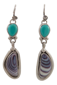Navajo Native American Kingman Turquoise and Shell Earrings by Willeto SKU231680