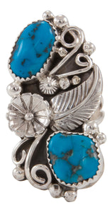 Navajo Native American Kingman Turquoise Ring Size 8 1/2 by Kenneth Jones SKU231685