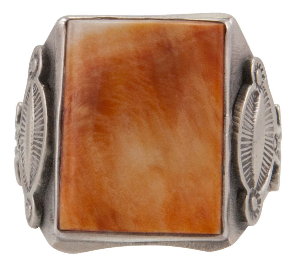 Navajo Native American Orange Spiny Oyster Shell Ring Size 12 by Rita Tom SKU231695