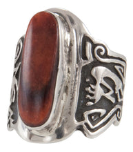 Load image into Gallery viewer, Navajo Native American Orange Spiny Oyster Shell Ring Size 7 1/4 SKU231697