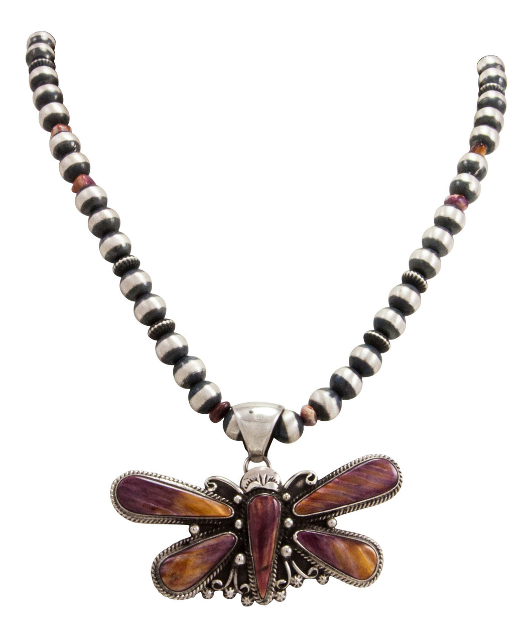 Navajo Native American Butterfly Shell and Navajo Pearl Necklace by Bernita Begay SKU231743