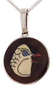 Zuni Native American Shell Inlay Yellow Bird Pendant Necklace by Coonsis SKU231747
