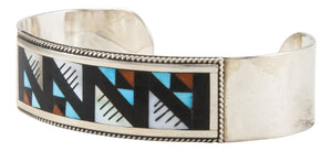 Zuni Native American Turquoise Coral and Shell Inlay Bracelet by Othole SKU231855