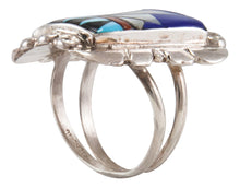 Load image into Gallery viewer, Zuni Native American Turquoise and Lapis Ring Size 8 1/2 by Ola Eriacho SKU231873