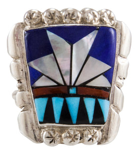 Zuni Native American Turquoise and Lapis Ring Size 8 1/2 by Ola Eriacho SKU231873
