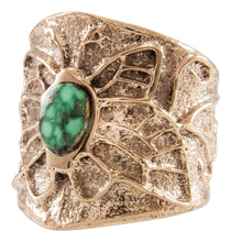 Load image into Gallery viewer, Navajo Native American Carico Lake Turquoise and 14K Yellow Gold Ring Size 8 3/4 by Merle House SKU231937