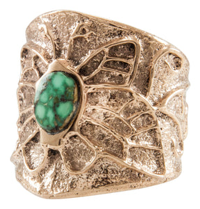 Navajo Native American Carico Lake Turquoise and 14K Yellow Gold Ring Size 8 3/4 by Merle House SKU231937