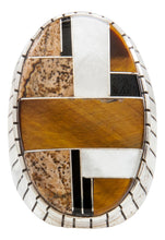 Load image into Gallery viewer, Navajo Native American Tiger Eye and Onyx Inlay Ring Size 10 1/4 by Ray Jack SKU231938