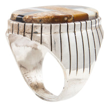 Load image into Gallery viewer, Navajo Native American Tiger Eye and Onyx Inlay Ring Size 10 3/4 by Ray Jack SKU231940