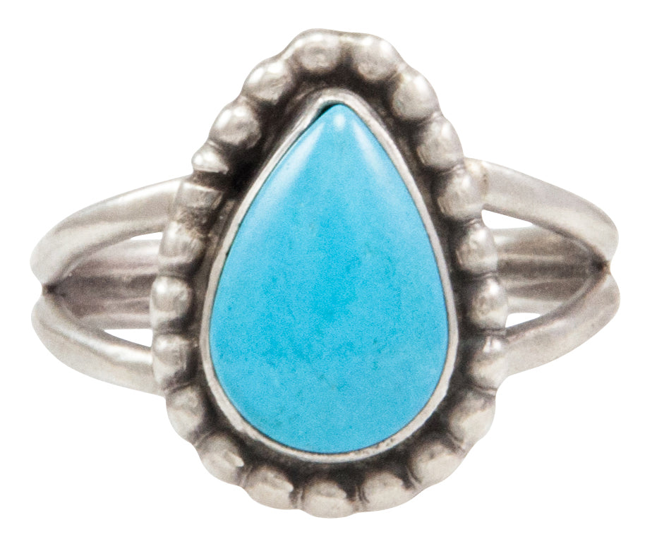 Navajo Native American Kingman Turquoise Ring Size 8 by Ella Cowboy SKU231955