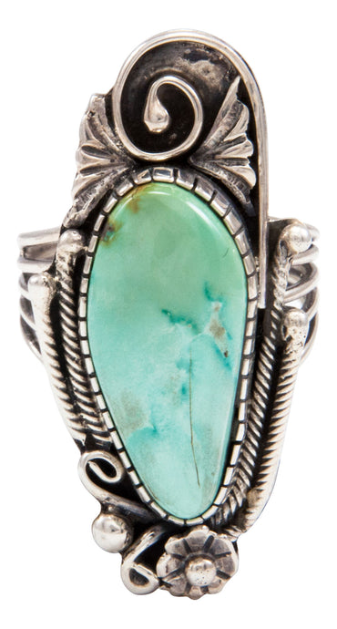 Navajo Native American Lone Mountain Turquoise Ring Size 8 by Lorenzo Juan SKU232036