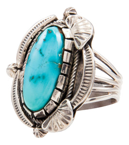 Navajo Native American Kingman Turquoise Ring Size 10 by Kevin Willie SKU232046