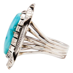 Navajo Native American Kingman Turquoise Ring Size 10 by Kevin Willie SKU232046