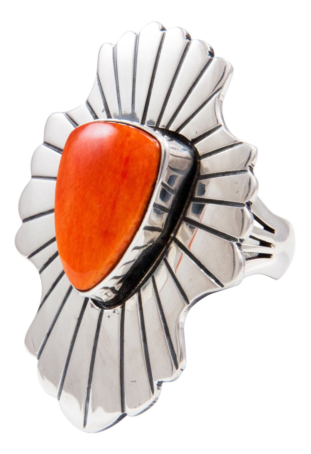 Navajo Native American Spiny Oyster Shell Ring Size 6 by Paul Livingston SKU232068