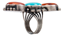 Load image into Gallery viewer, Navajo Native American Orange Shell and Turquoise Ring Size 6 1/4 by Kevin Willie SKU232077