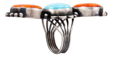 Load image into Gallery viewer, Navajo Native American Orange Shell and Turquoise Ring Size 7 by Kevin Willie SKU232079