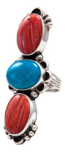 Load image into Gallery viewer, Navajo Native American Orange Shell and Turquoise Ring Size 6 by Darryl Livingston SKU232080