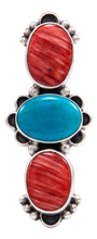 Load image into Gallery viewer, Navajo Native American Orange Shell and Turquoise Ring Size 6 by Darryl Livingston SKU232082