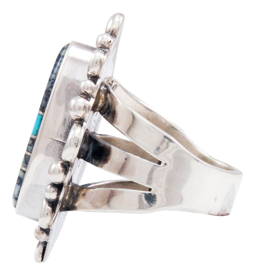 Navajo Native American Turquoise Inlay Ring Size 6 3/4 by Danny Clark ...