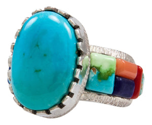 Navajo Native American Kingman and Carico Lake Turquoise Ring Size 12 by Calvin Desson SKU232104