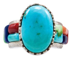 Navajo Native American Kingman and Carico Lake Turquoise Ring Size 12 by Calvin Desson SKU232104