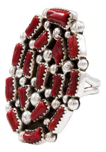 Load image into Gallery viewer, Navajo Native American Red Coral Ring Size 7 3/4 SKU232158