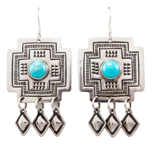 Navajo Native American Sleeping Beauty Turquoise Earrings by Harris Joe SKU232206