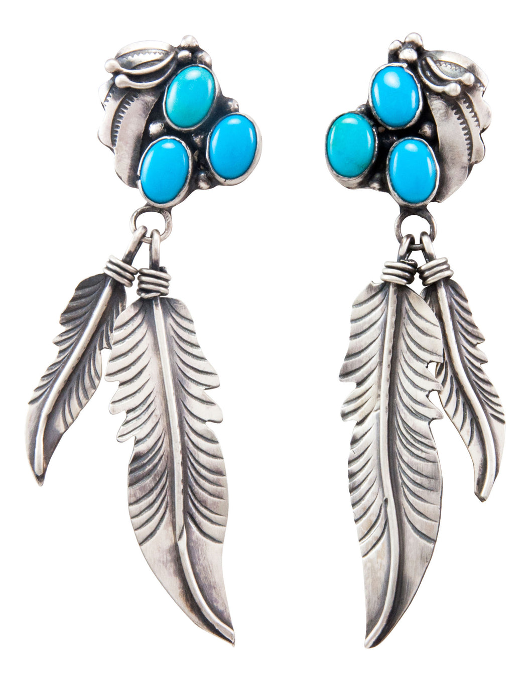 Navajo Native American Kingman Turquoise Earrings by Benjamin Piaso SKU232248