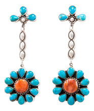 Load image into Gallery viewer, Navajo Native American Kingman Turquoise and Spiny Oyster Shell Earrings by Delgarito SKU232389