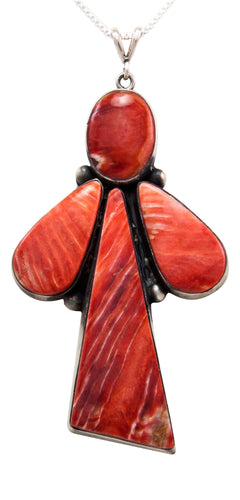 Navajo Native American Spiny Oyster Shell Pendant Necklace by Livingston SKU232401