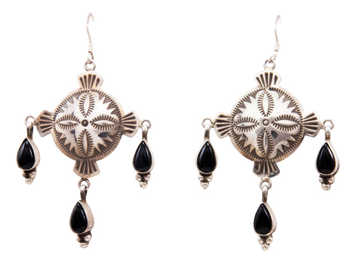 Navajo Native American Onyx Earrings by Michael and Rosita Calladitto SKU232417