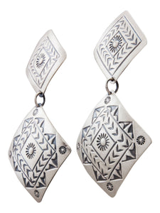 Navajo Native American Sterling Silver Stamped Earrings by Harris Joe SKU232426