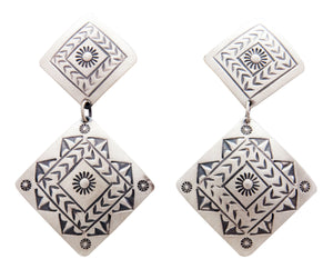 Navajo Native American Sterling Silver Stamped Earrings by Harris Joe SKU232426
