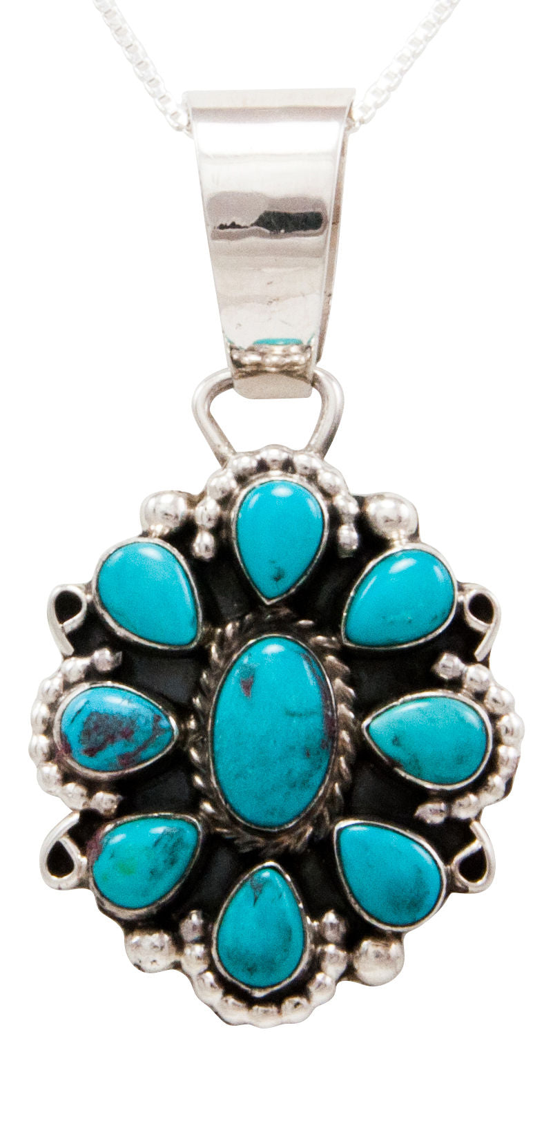 Navajo Native American Kingman Turquoise Pendant Necklace by Geraldine James SKU232437