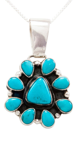 Navajo Native American Kingman Turquoise Pendant Necklace by Geraldine James SKU232439
