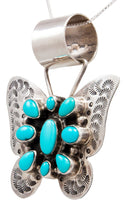 Load image into Gallery viewer, Navajo Native American Kingman Turquoise Butterfly Pendant Necklace by Johnson SKU232450
