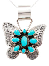 Load image into Gallery viewer, Navajo Native American Kingman Turquoise Butterfly Pendant Necklace by Johnson SKU232450