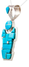 Load image into Gallery viewer, Navajo Native American Sleeping Beauty Turquoise Yei Pendant Necklace by Chris Tom SKU232463