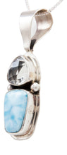 Load image into Gallery viewer, Navajo Native American Larimar and Quartz Pendant Necklace by Livingston SKU232469