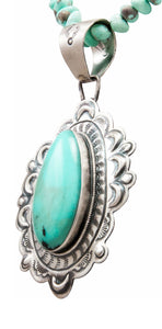 Navajo Native American Turquoise Mountain Turquoise Pendant and Necklace by Beard SKU232477