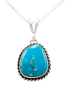 Navajo Native American Kingman Turquoise Pendant Necklace by Platero SKU232480