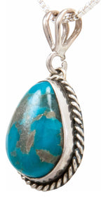 Navajo Native American Kingman Turquoise Pendant Necklace by Platero SKU232481