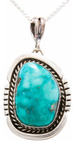 Load image into Gallery viewer, Navajo Native American Kingman Turquoise Pendant Necklace by Platero SKU232485